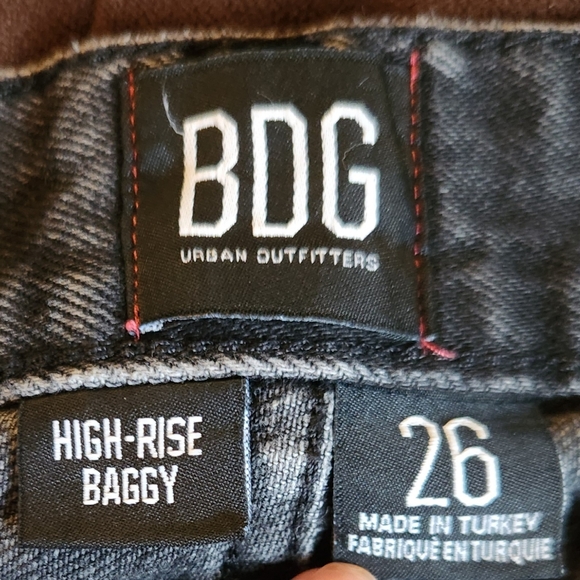 BDG Urban Outfitters Jeans High Rise Baggy Black Skater Sz 26 Destroyed #URB1330 - Picture 2 of 5
